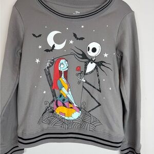 Disney Nightmare Before Christmas Jack Sally Gray Crewneck Sweatshirt Kids L